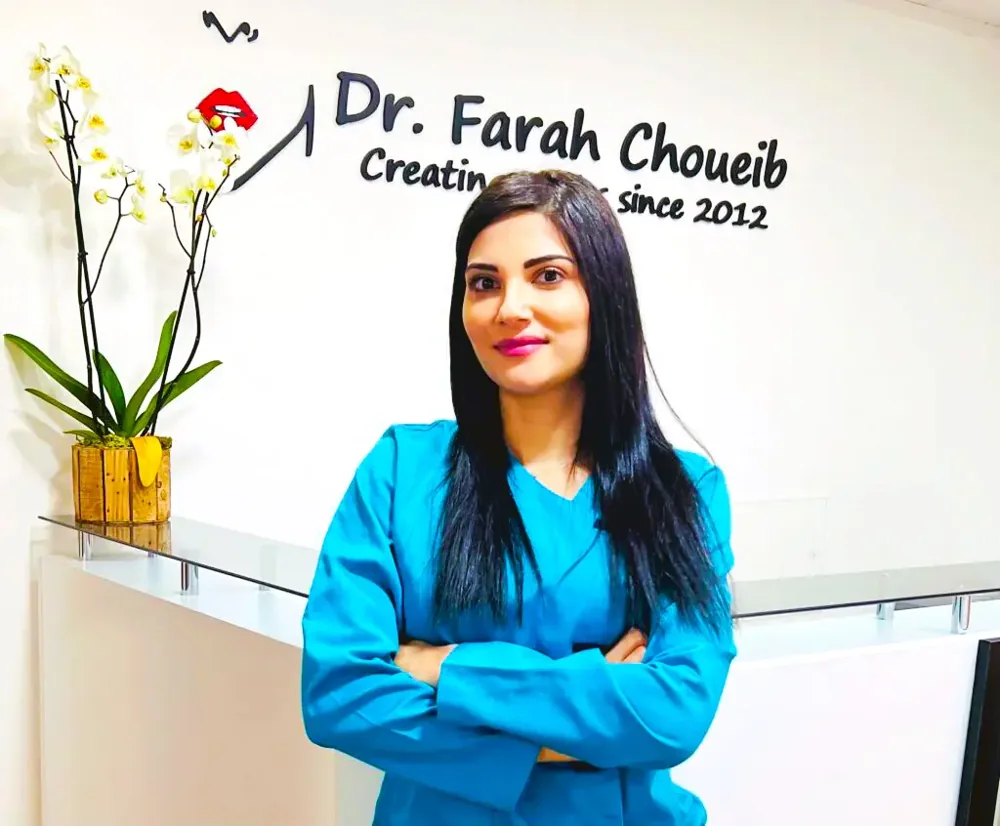 Dr. Farah Choueib in her Beirut clinic